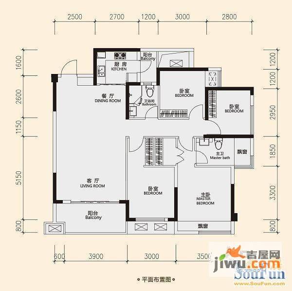 大嘉汇东城4室2厅1卫户型图