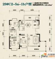 振宁现代鲁班3室2厅2卫125.4㎡户型图