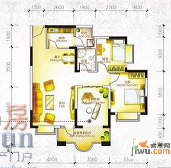 英伦182室2厅1卫94.7㎡户型图