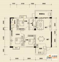 振宁现代鲁班3室2厅2卫89㎡户型图