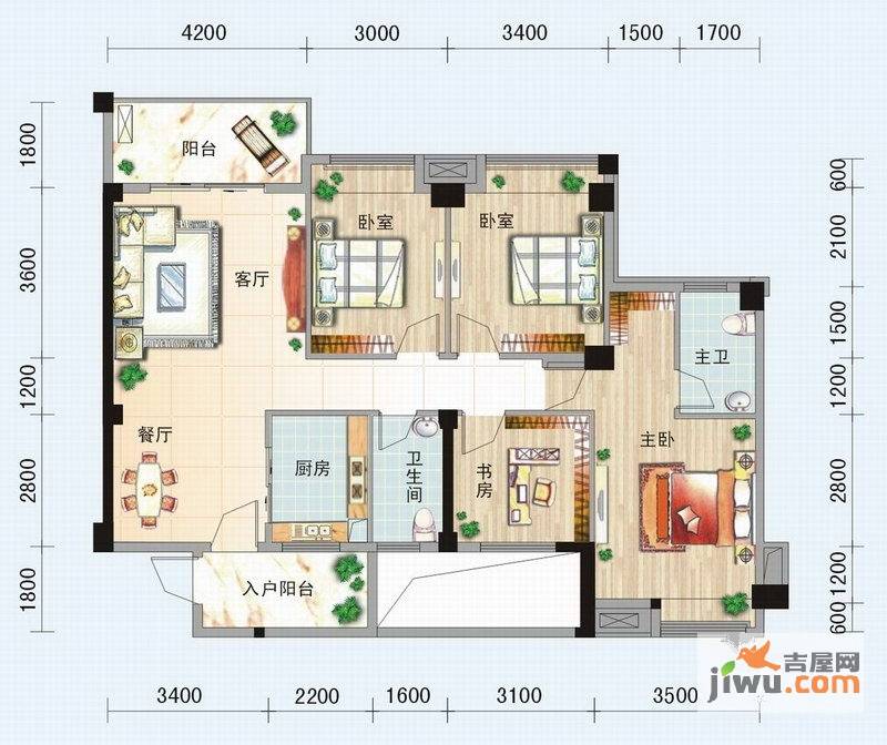 碧园南城故事4室2厅2卫139㎡户型图