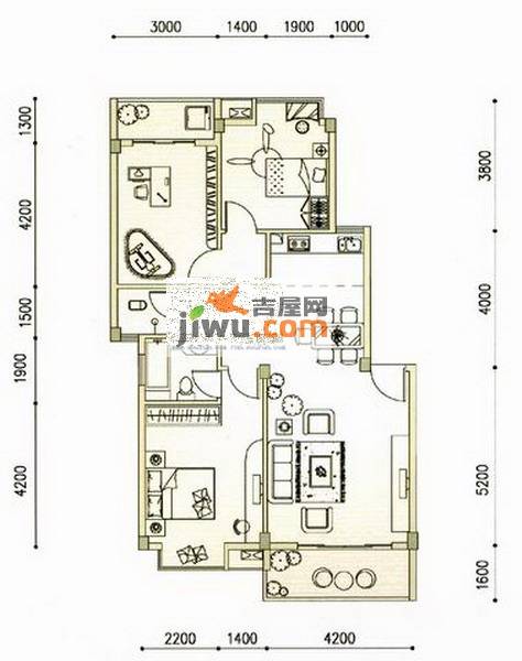 碧园南城故事3室2厅2卫107㎡户型图