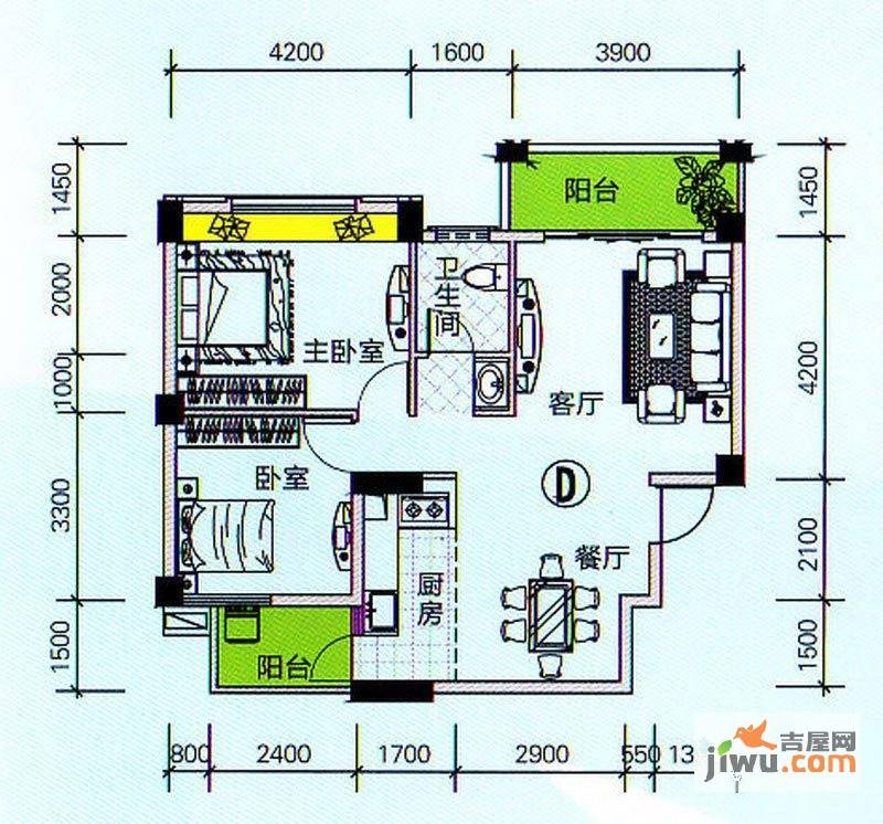 南宁奥园2室2厅1卫81.7㎡户型图