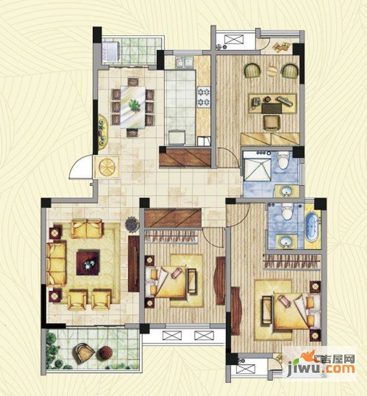 湖港名居3室2厅2卫140.4㎡户型图