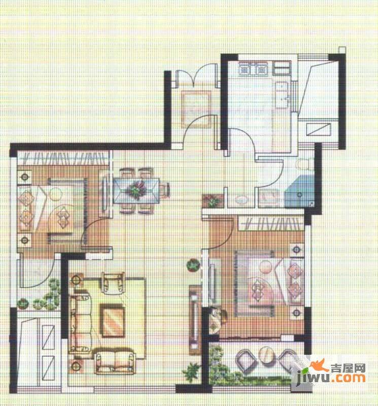 新濠澜境2室2厅1卫80㎡户型图