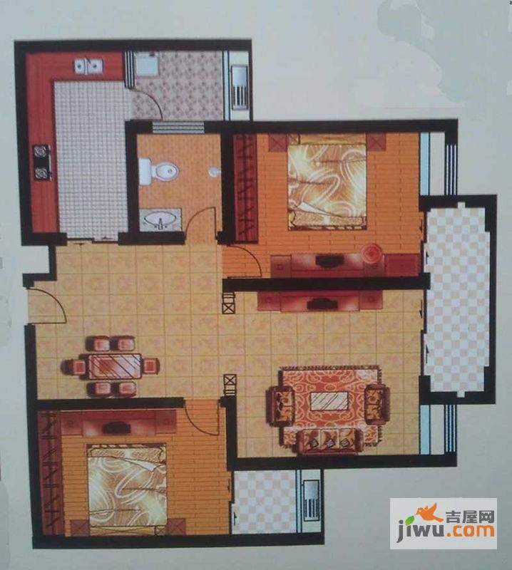 金水华都2室2厅1卫110㎡户型图