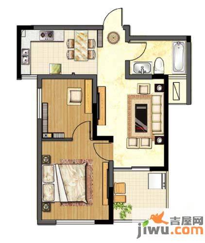 聚怡花园幸福小城2室2厅1卫75.1㎡户型图