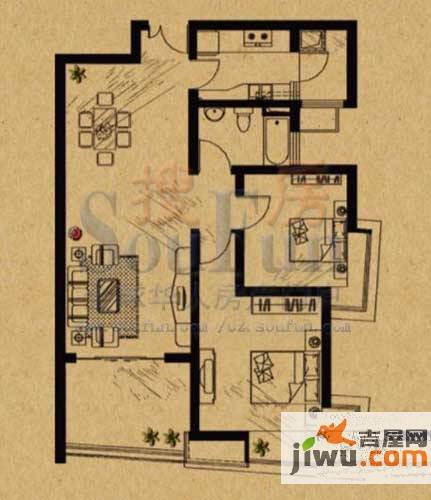 天隽峰2室2厅1卫94㎡户型图