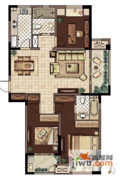 新城御景湾3室2厅2卫130㎡户型图