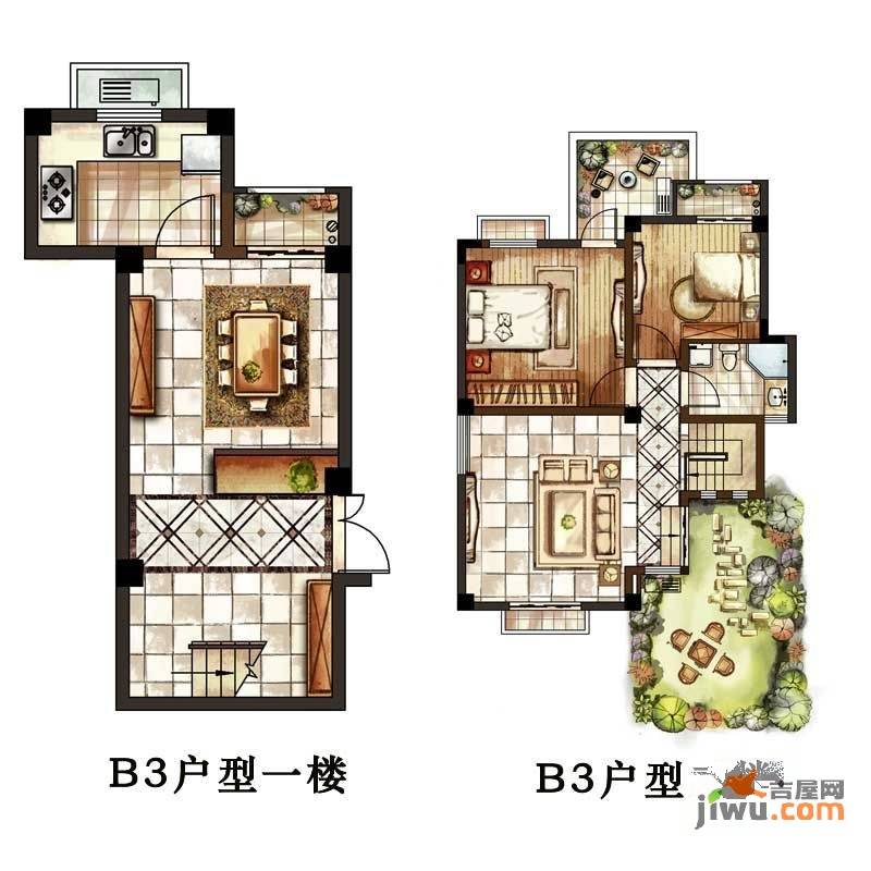 太湖香树湾花园2室2厅1卫104.7㎡户型图