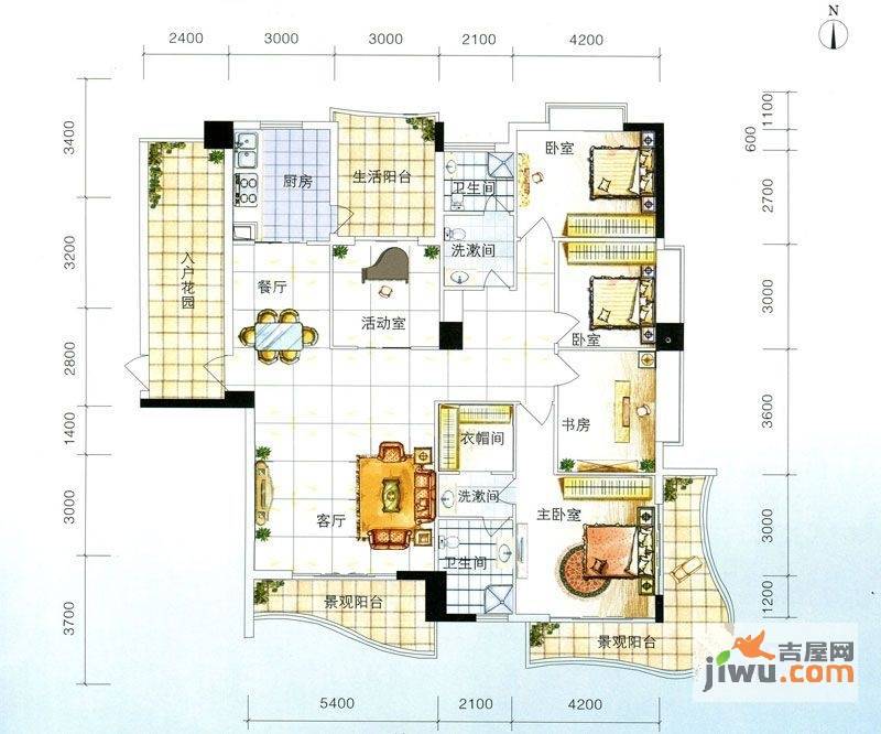 上东·龙城世家5室2厅2卫228.4㎡户型图