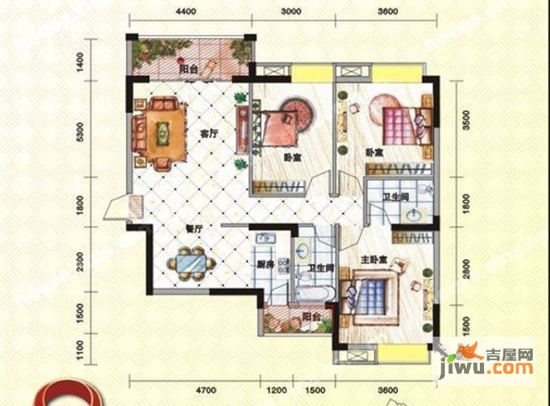 腾安·世纪城3室2厅2卫112.2㎡户型图