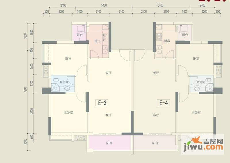 东郡尚苑2室2厅1卫92.8㎡户型图