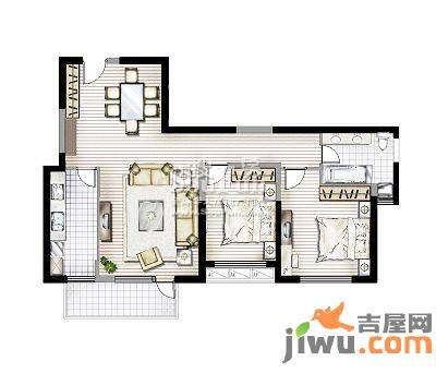 晏园玖珑城2室2厅1卫115㎡户型图