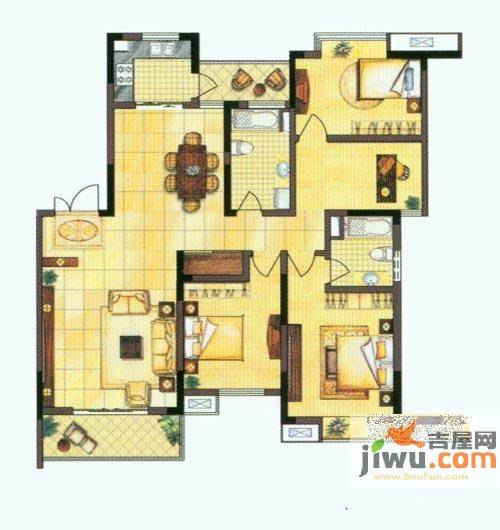 江海皇都4室2厅2卫146.6㎡户型图