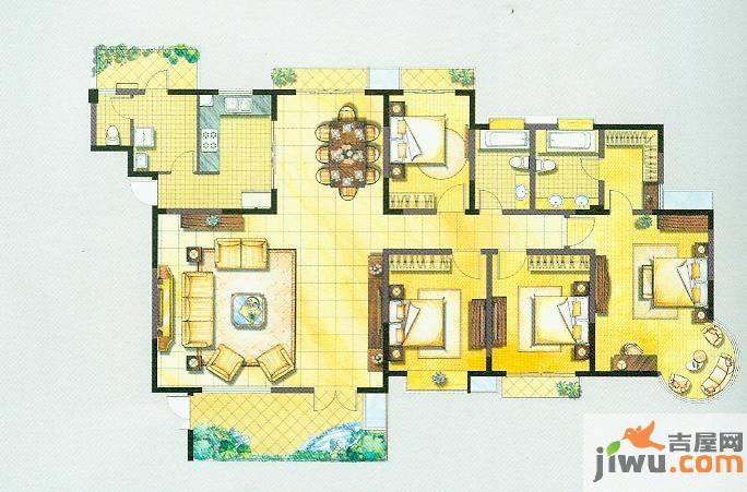 江海皇都4室2厅3卫250㎡户型图