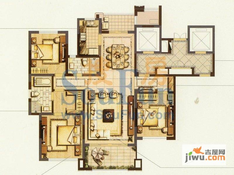 万濠华府3室2厅2卫165㎡户型图