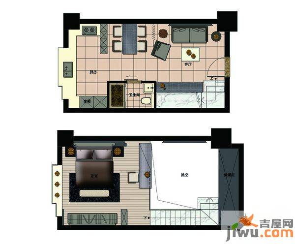 立方寓1室1厅1卫45.1㎡户型图