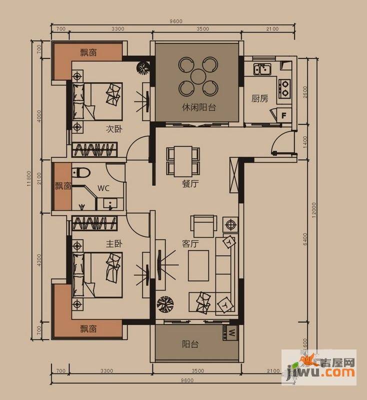 中珠上郡8栋a户型3室2厅1卫1厨