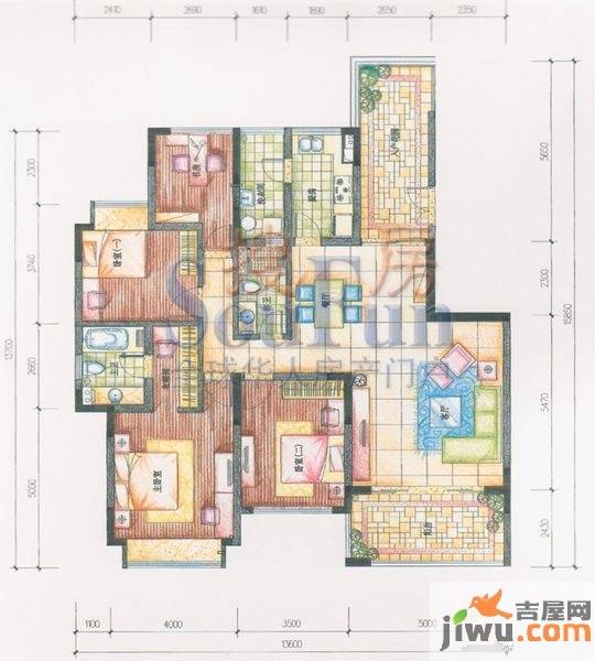 仁恒星园3室2厅2卫143㎡户型图