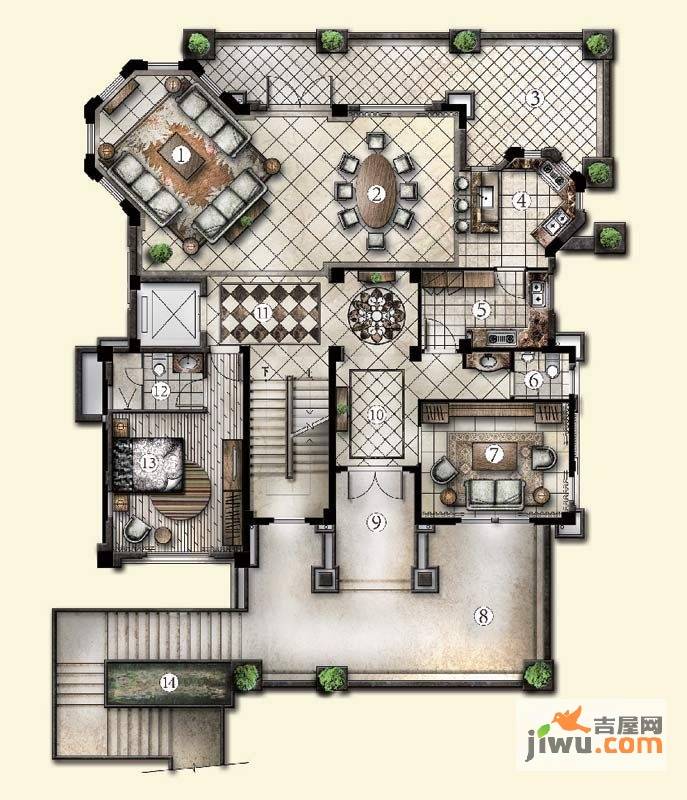 凯歌会所别莊8室4厅9卫957㎡户型图