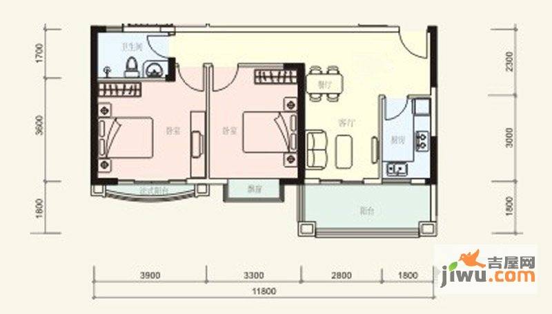 国盛·御泉湾2室2厅1卫82.4㎡户型图