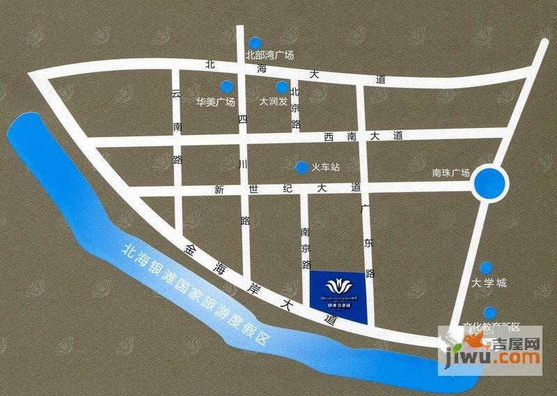 银滩万泉城2区位置交通图