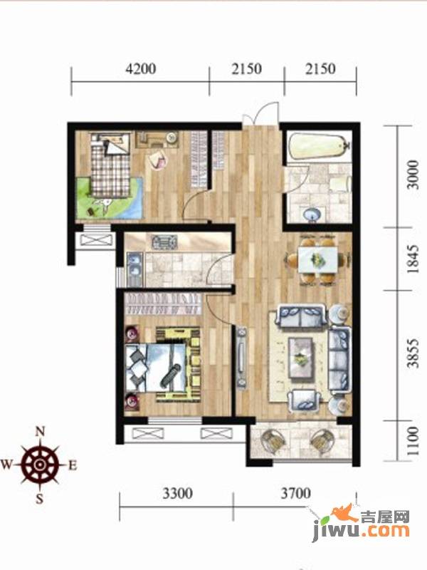 金第阳光诺亚2室2厅1卫86㎡户型图