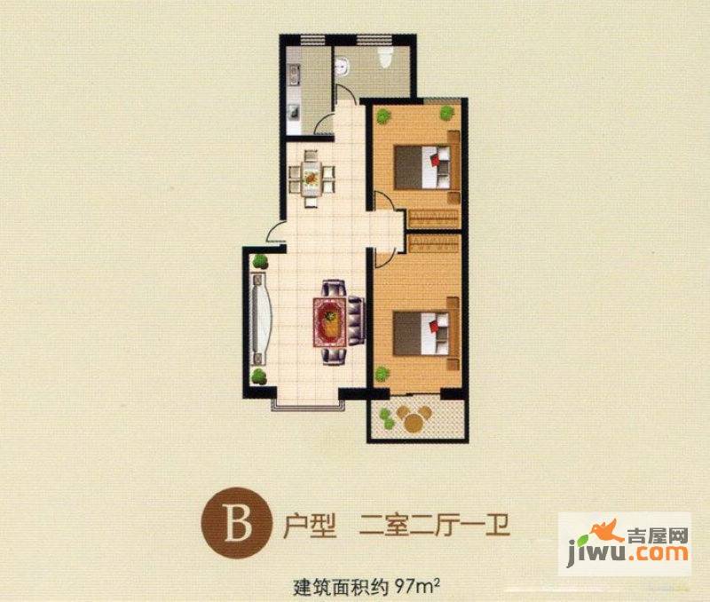 青青花园2室2厅1卫106㎡户型图