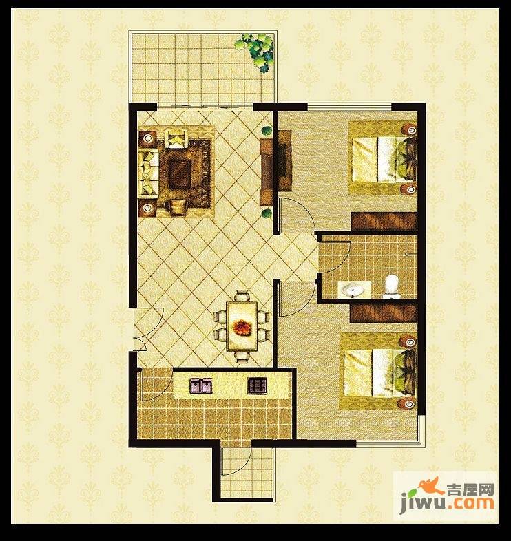 范阳一号2室2厅1卫103㎡户型图