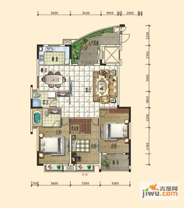 冠都幸福彼岸3室2厅2卫147.5㎡户型图