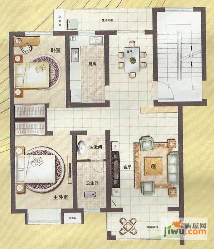 仁济新村2室2厅1卫98.8㎡户型图