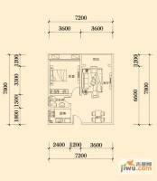 明兴翰苑1室2厅1卫64.8㎡户型图