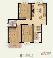 上海花园3室2厅1卫101㎡户型图