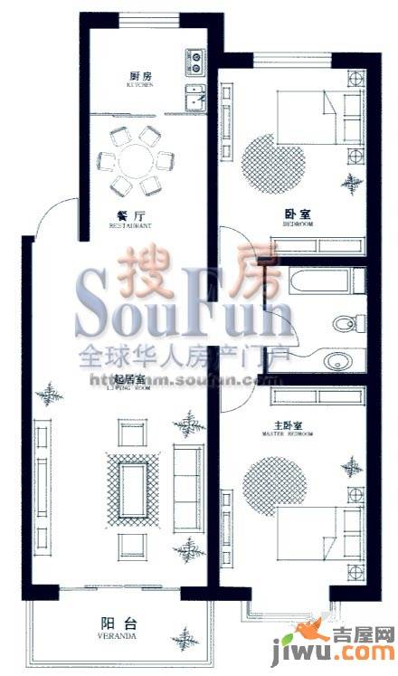 巨华巨海城八区2室2厅2卫174.8㎡户型图