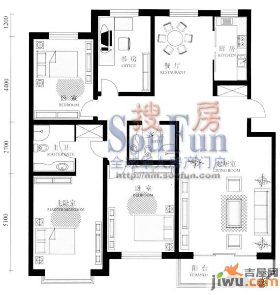 巨华巨海城八区2室2厅2卫174.8㎡户型图