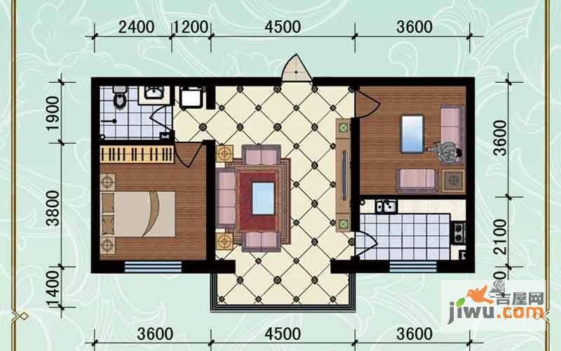 万盛凯二期2室1厅1卫87.2㎡户型图