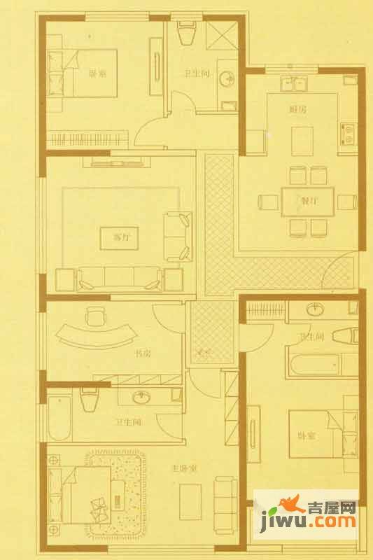 水岸小镇4室2厅3卫80㎡户型图