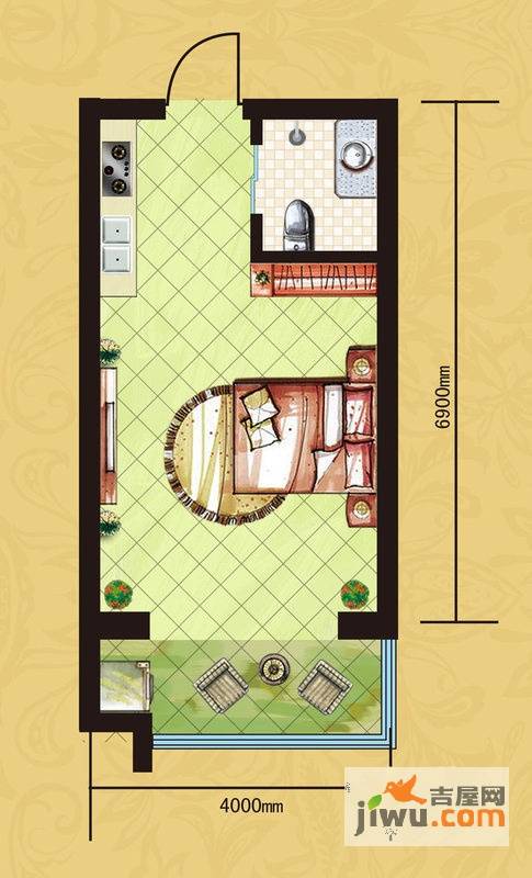 西城阳光普通住宅41㎡户型图