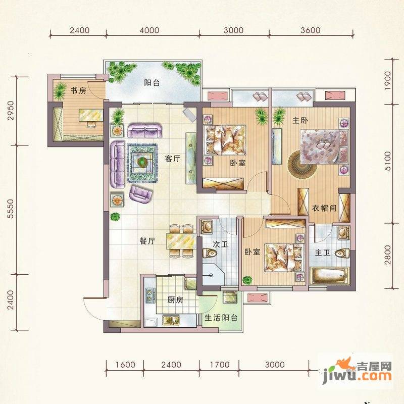 文泉凯旋大道3室2厅2卫111.7㎡户型图