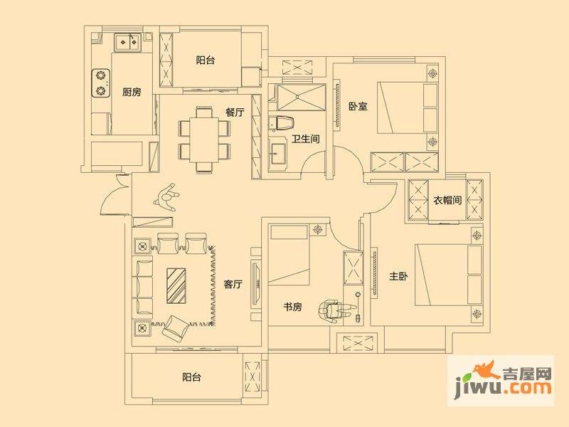 偃师亚新橄榄城3室2厅1卫117㎡户型图