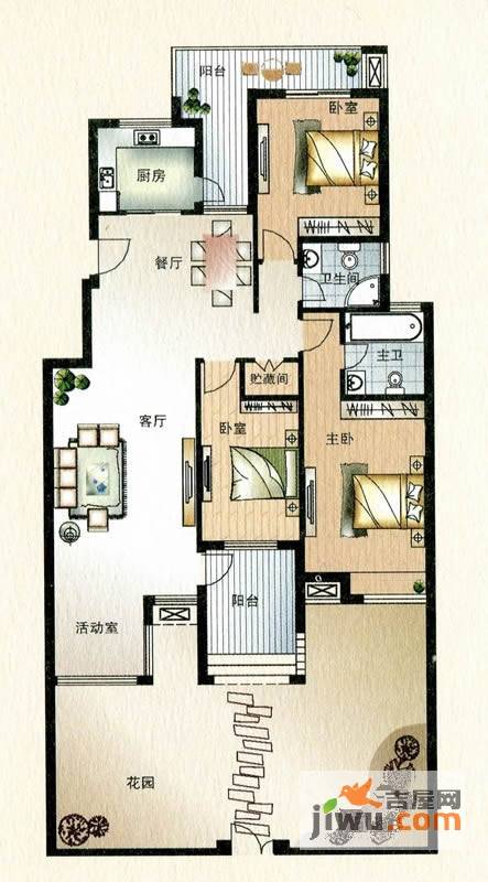 东方今典境界3室2厅2卫153.6㎡户型图