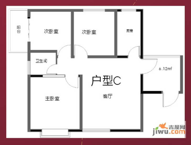 合和阳光富邸3室2厅1卫89.9㎡户型图