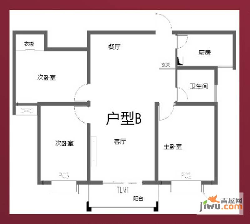 合和阳光富邸3室2厅1卫115㎡户型图