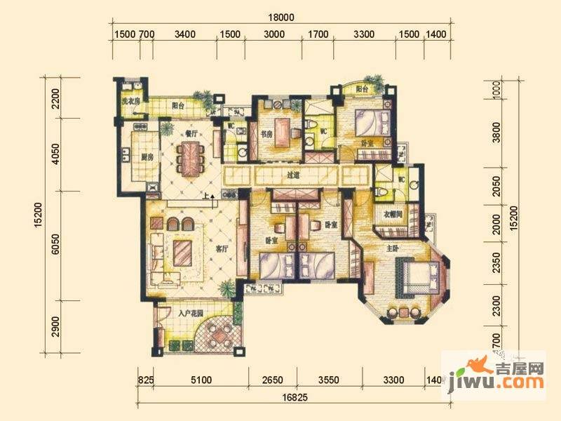 柏嘉半岛花园5室2厅3卫户型图