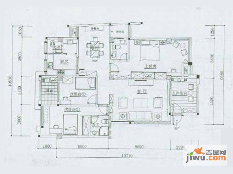 君悦春江花园3室2厅3卫144.7㎡户型图