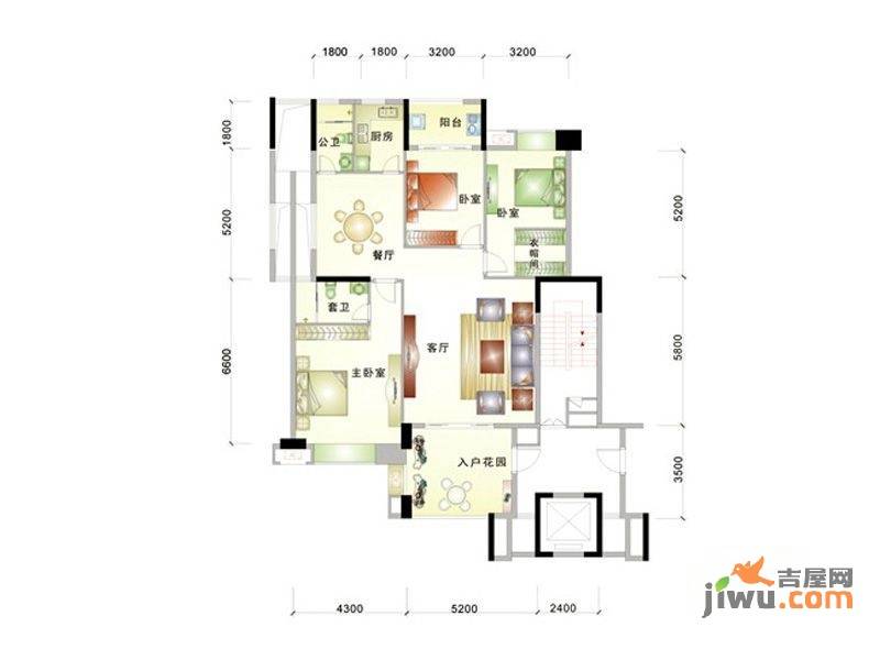 中信华庭3室2厅2卫145㎡户型图