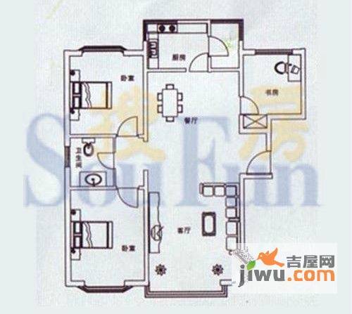 映象南湖小区3室2厅1卫112.6㎡户型图