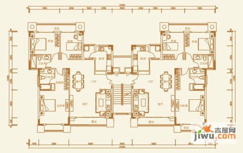 国宾壹号海涵2室2厅1卫122㎡户型图