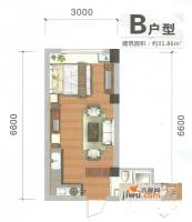 自由空间1室1厅1卫31.9㎡户型图